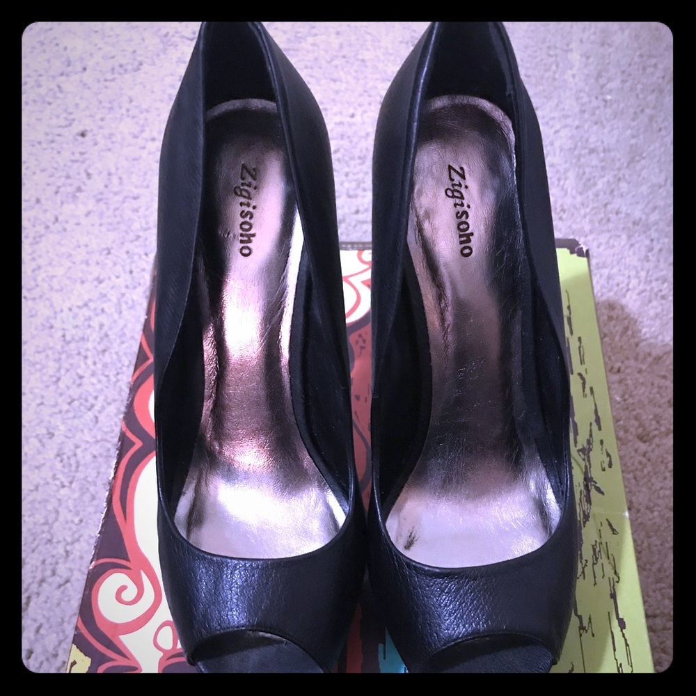 Black Peeptoe Heels
